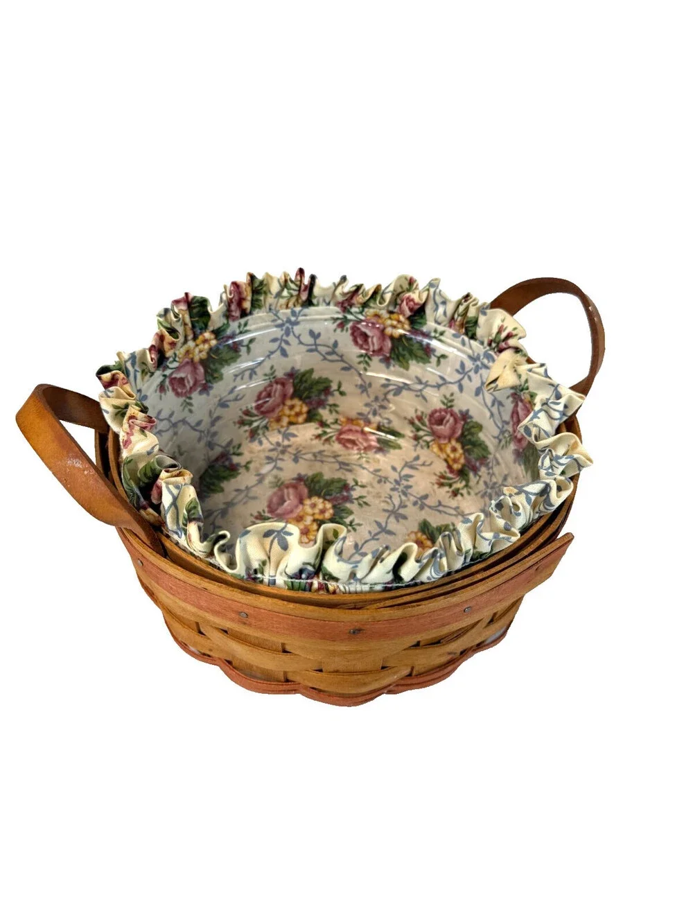1995 Longaberger Mother's Day Basket of Love w/Floral Liner, Protector & Tie-On